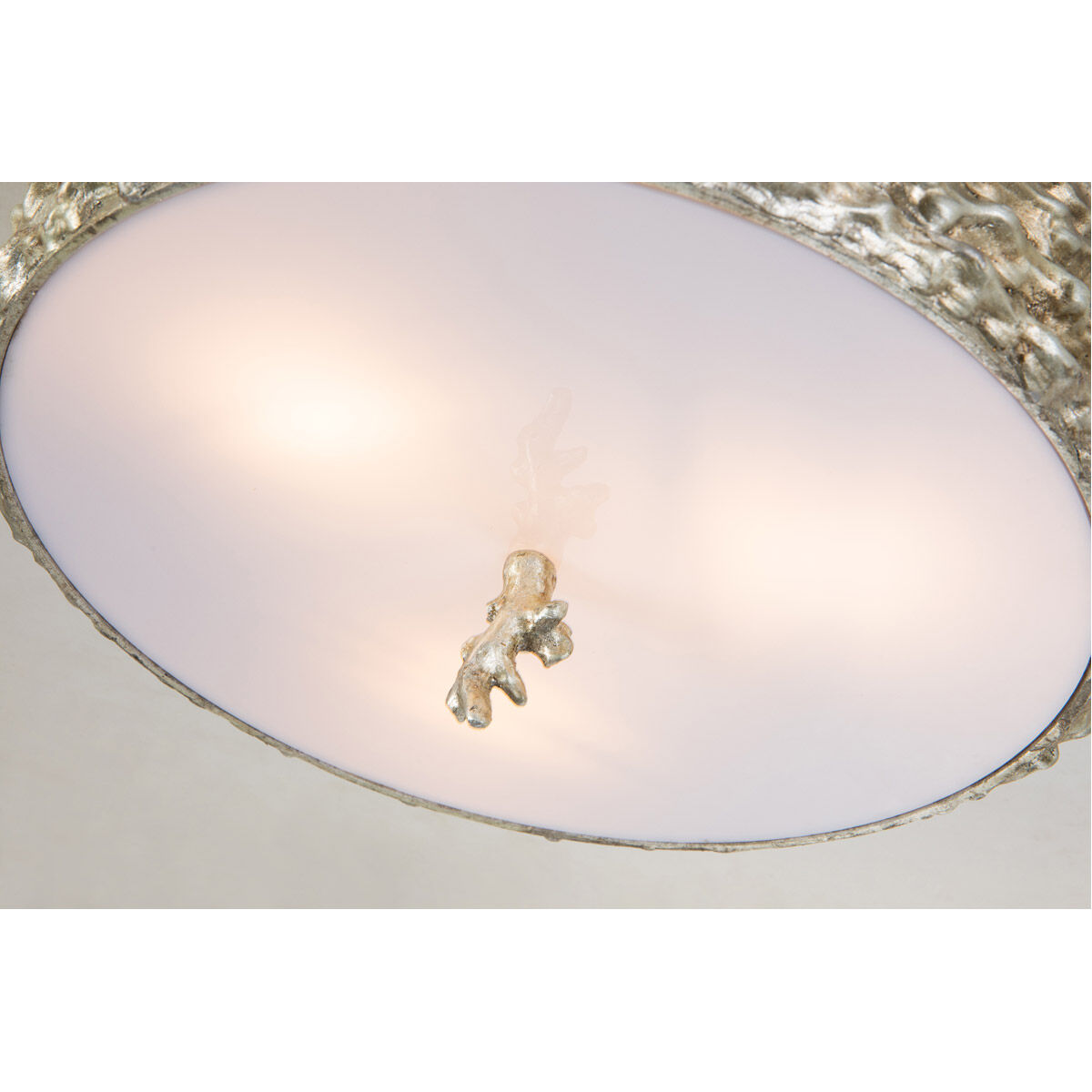Trellis 3 Light Silver leaf Bath/Flush Mounts Ceiling Light in Silver Leaf with Antique